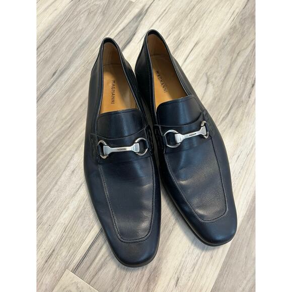 Magnanni Bit Black Leather Loafers Size 11 US Naza Bit Dress Shoes Silver Bit main image 7